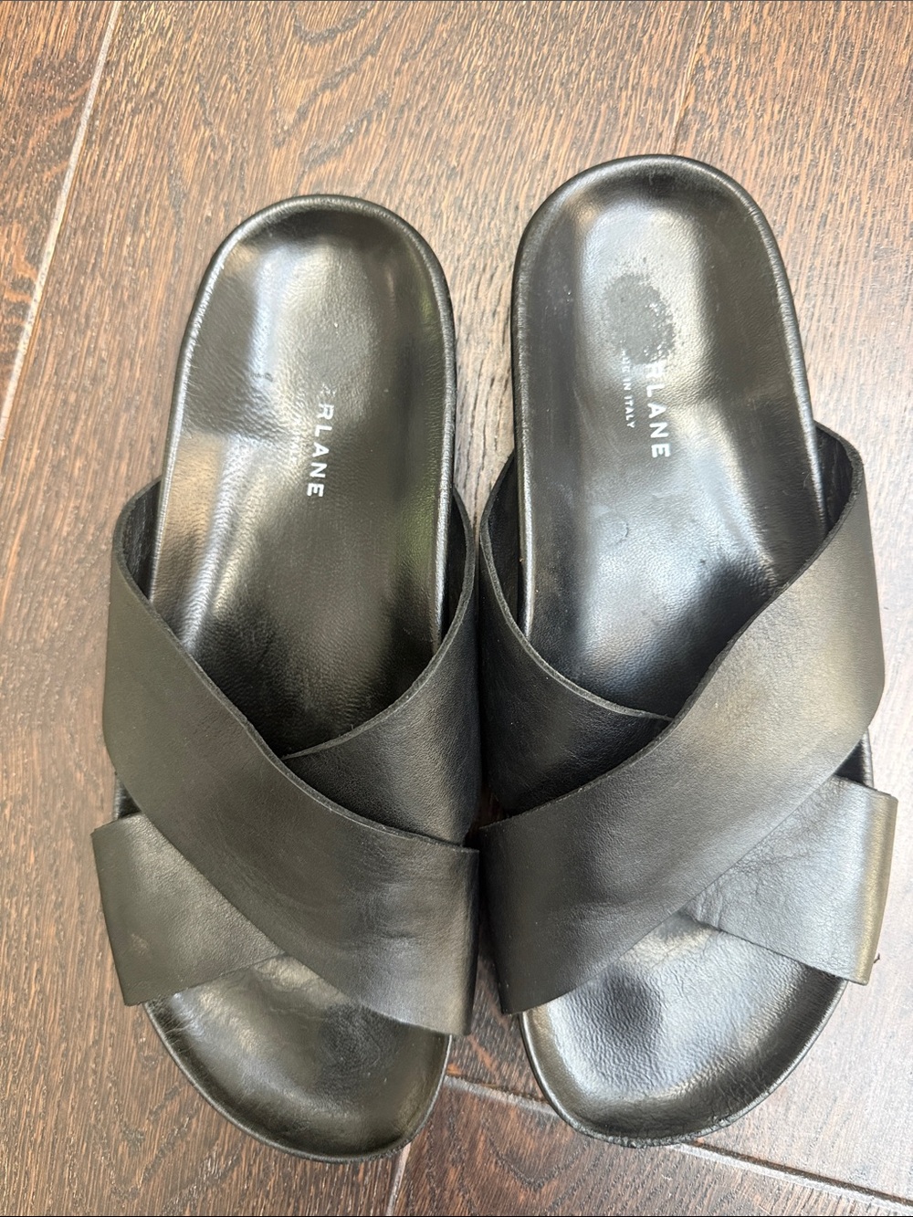 Everlane Black Crisscross Slide Sandals